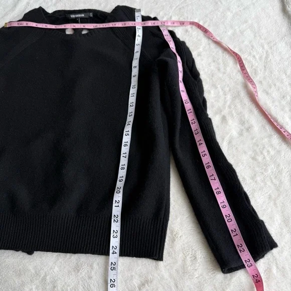 Tess Giberson 100% Cashmere Black Cable Knit Long Sleeve Sweater L - Picture 5 of 12
